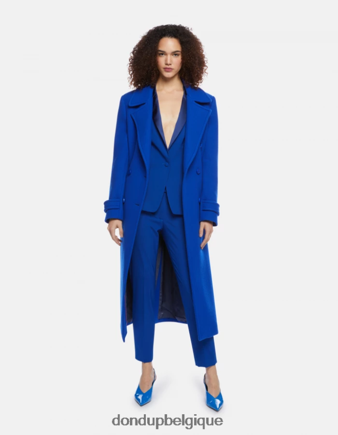 femmes vêtements DONDUP bleu royal pantalon slim fit parfait en laine 8826D0184