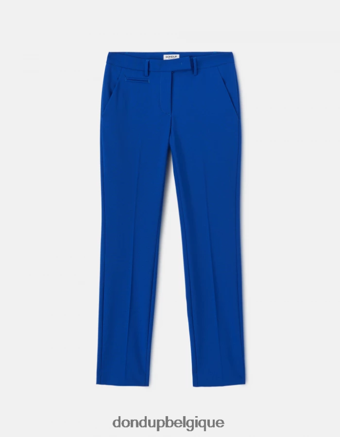femmes vêtements DONDUP bleu royal pantalon slim fit parfait en laine 8826D0184
