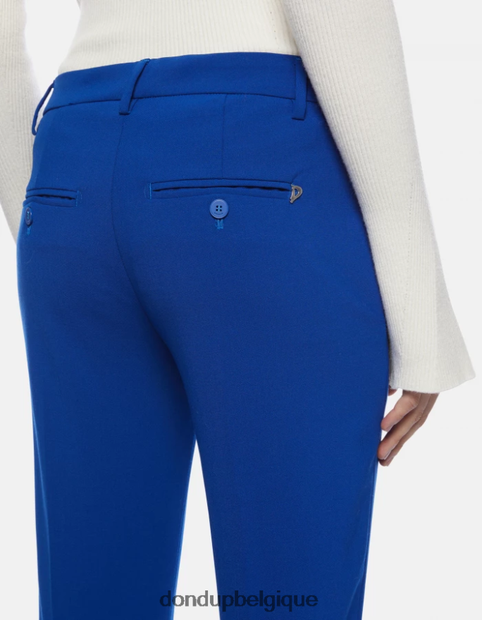 femmes vêtements DONDUP bleu royal pantalon slim fit parfait en laine 8826D0184