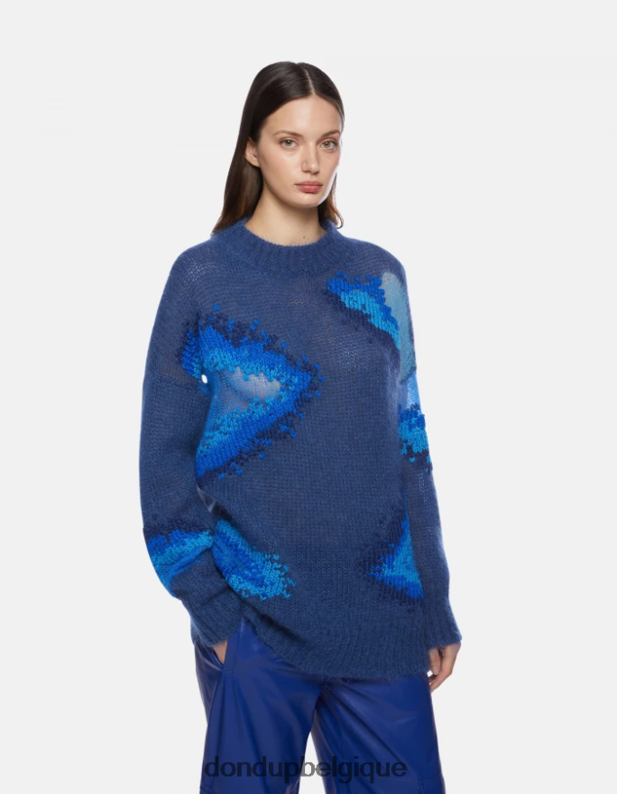 femmes vêtements DONDUP bleu royal pull à col rond en mohair 8826D0313