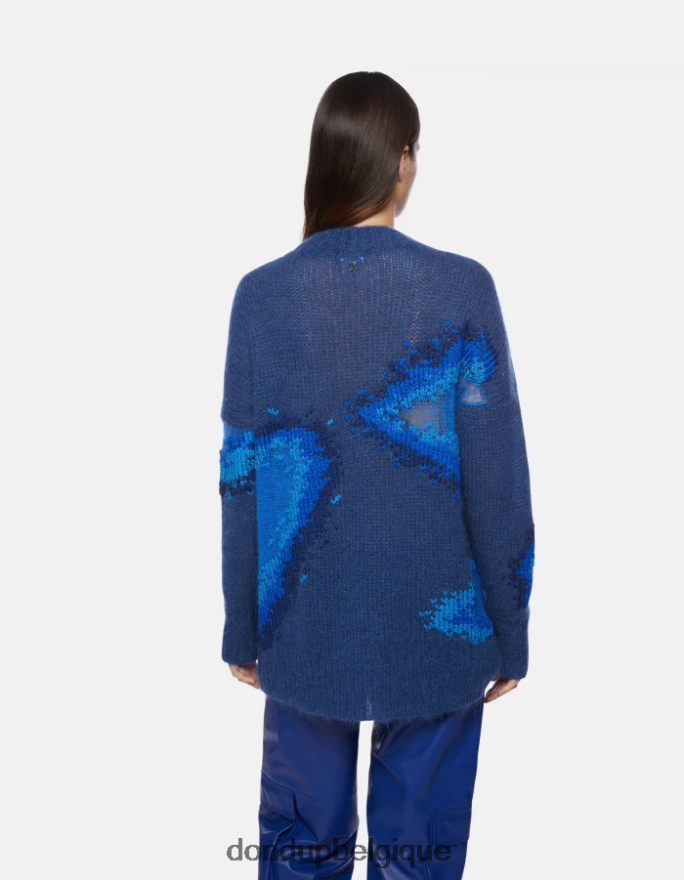 femmes vêtements DONDUP bleu royal pull à col rond en mohair 8826D0313