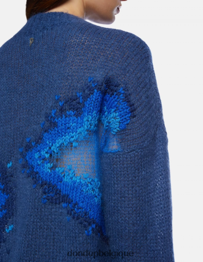 femmes vêtements DONDUP bleu royal pull à col rond en mohair 8826D0313