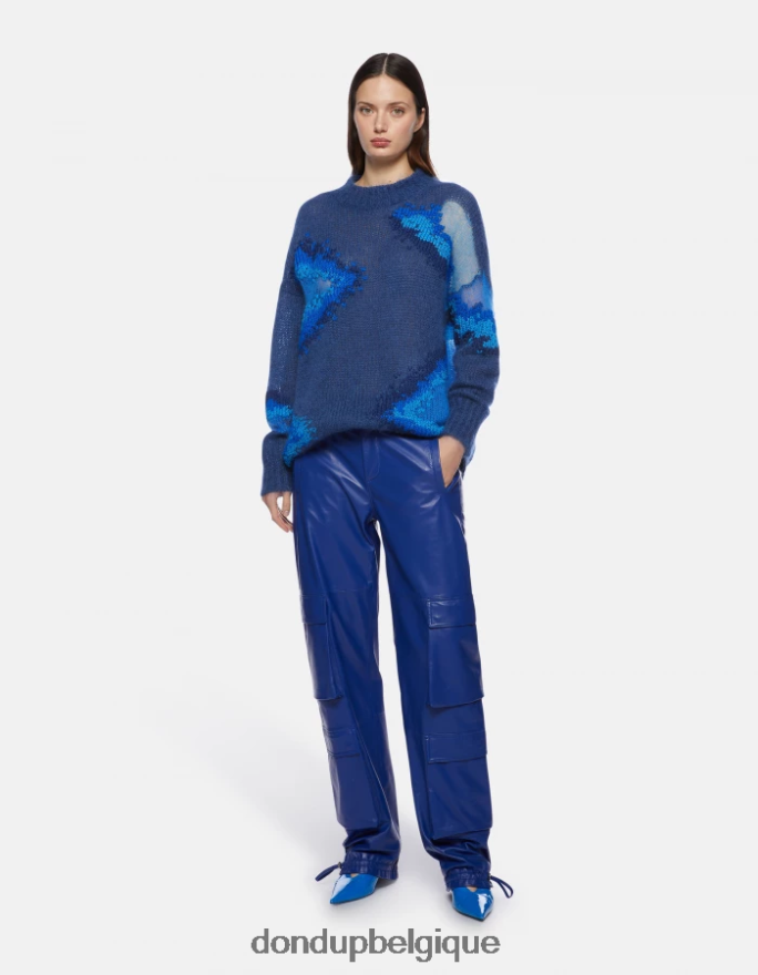 femmes vêtements DONDUP bleu royal pull à col rond en mohair 8826D0313