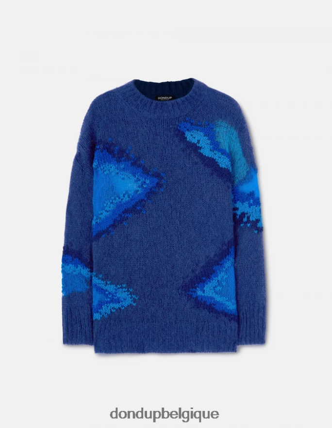femmes vêtements DONDUP bleu royal pull à col rond en mohair 8826D0313