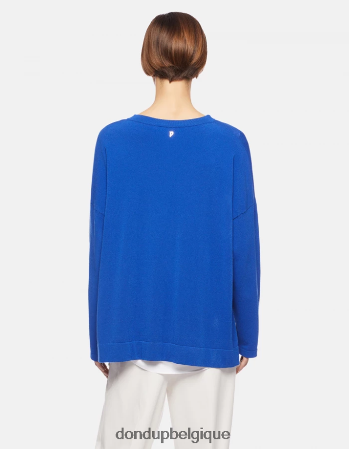 femmes vêtements DONDUP bleu royal pull à col rond en viscose 8826D0324