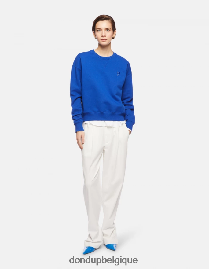 femmes vêtements DONDUP bleu royal sweat-shirt en polaire coupe classique 8826D0423