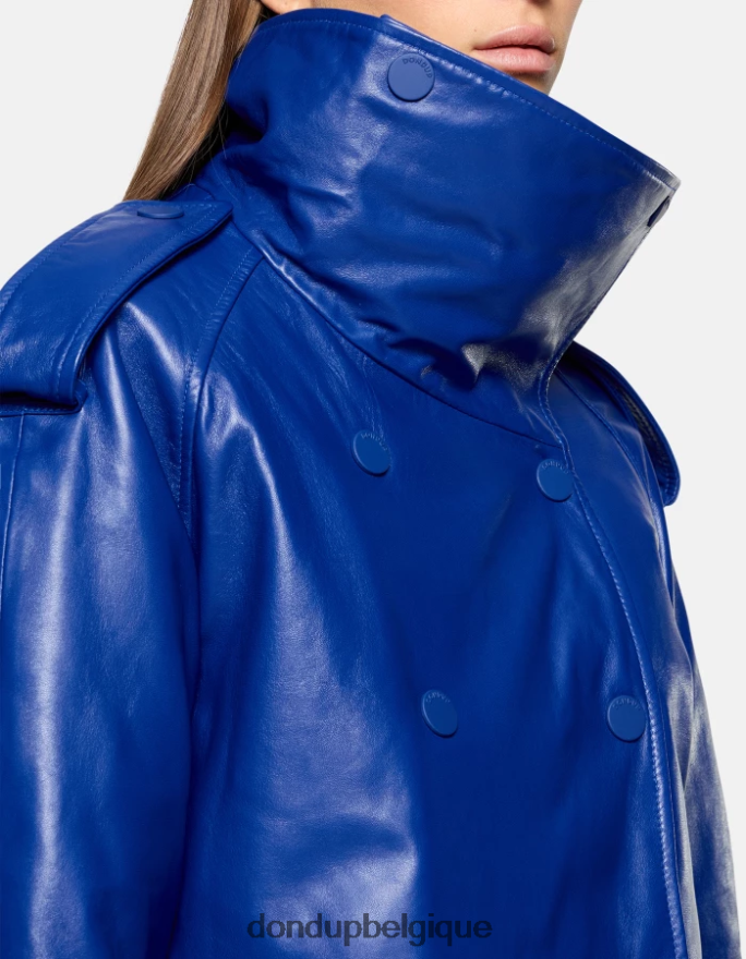 femmes vêtements DONDUP bleu royal veste oversize en cuir nappa 8826D0348