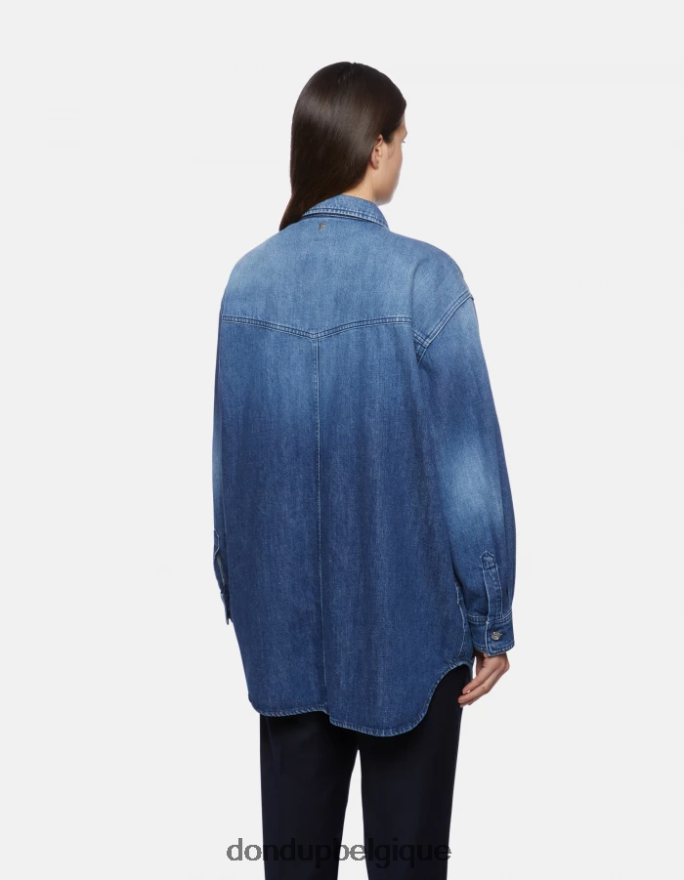 femmes vêtements DONDUP bleu surchemise en jean 8826D0255