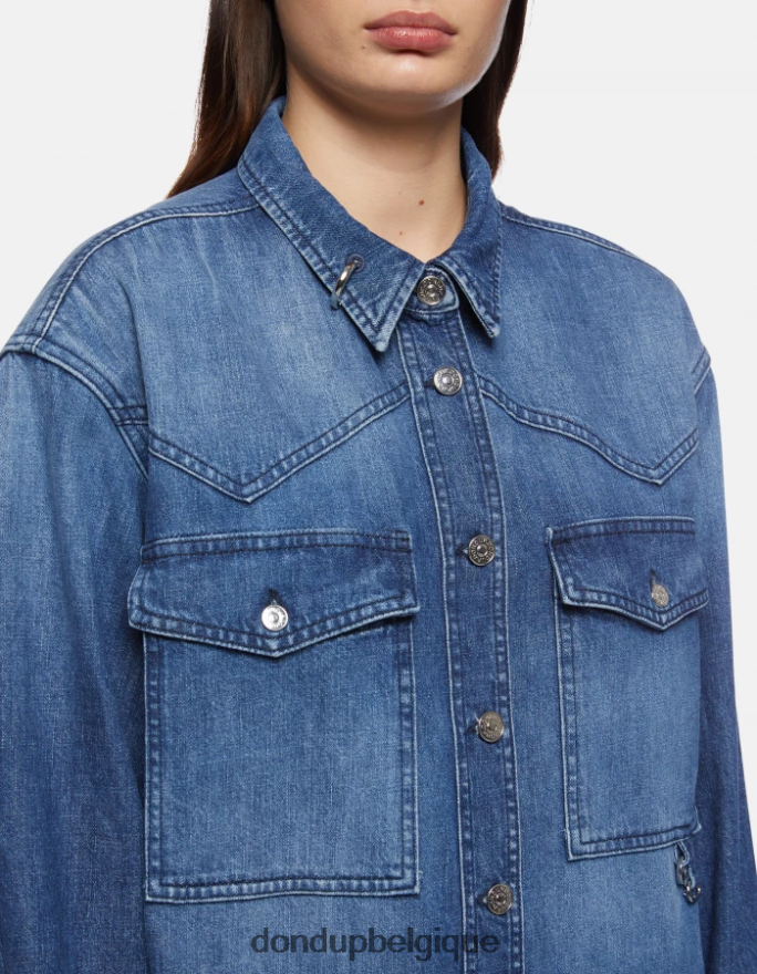femmes vêtements DONDUP bleu surchemise en jean 8826D0255