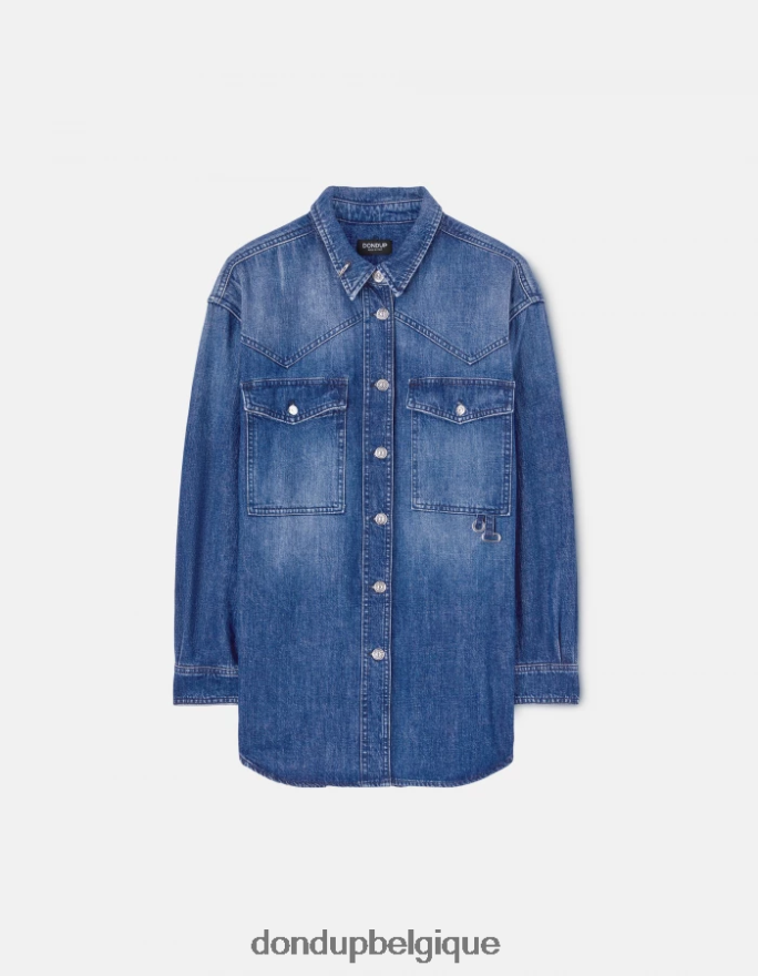 femmes vêtements DONDUP bleu surchemise en jean 8826D0255