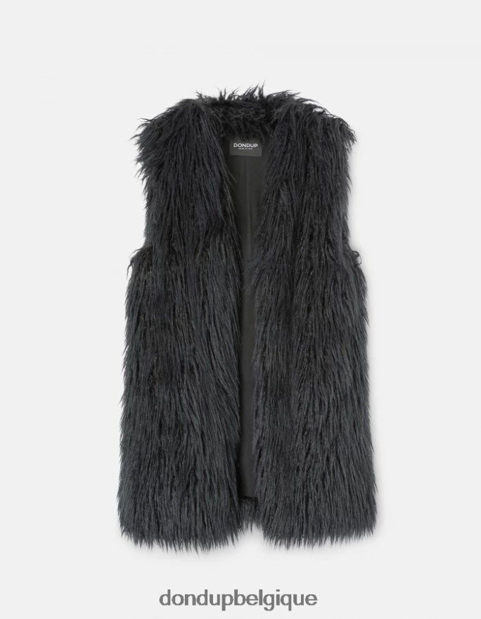 femmes vêtements DONDUP bleu touareg gilet coupe classique en fourrure éco-mongole 8826D0358