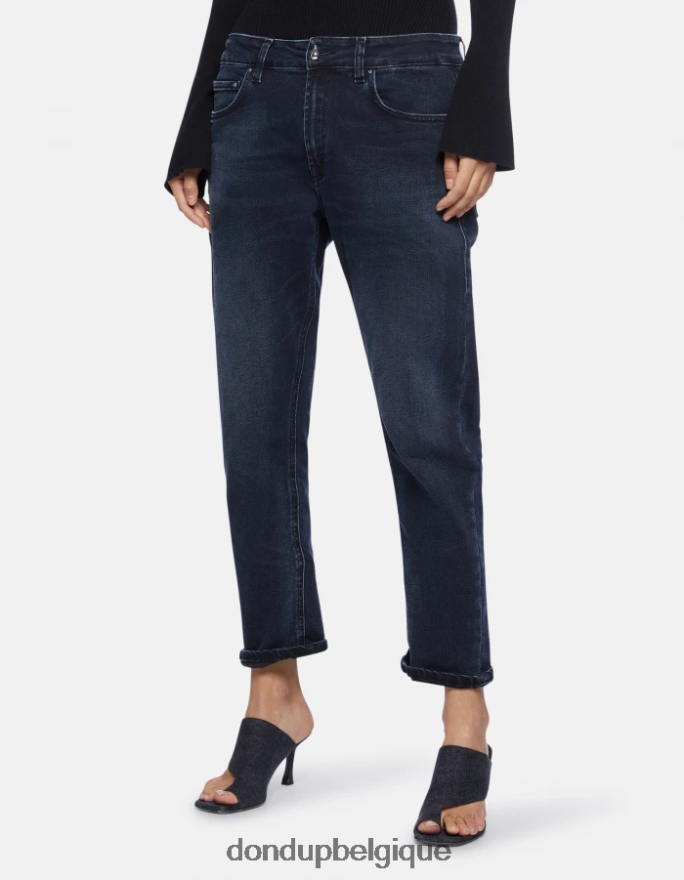 femmes vêtements DONDUP bleu touareg jean mila en denim stretch coupe carotte 8826D062