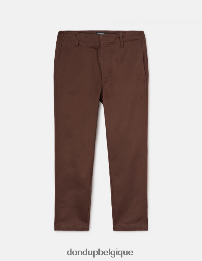femmes vêtements DONDUP brun pantalon en coton coupe carotte janis 8826D0159