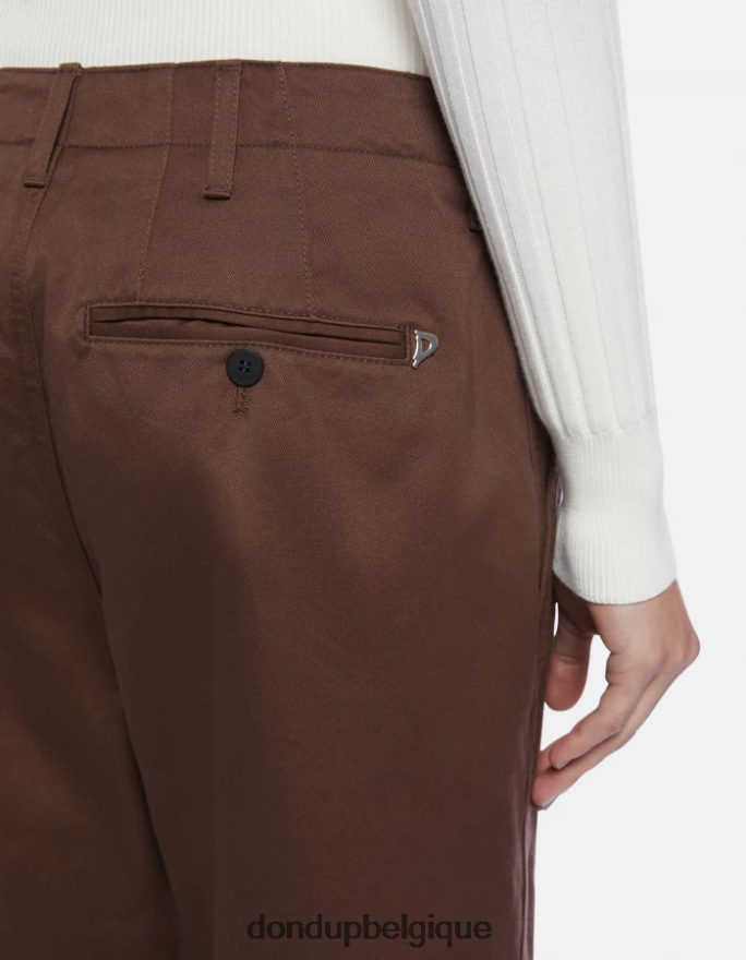 femmes vêtements DONDUP brun pantalon en coton coupe carotte janis 8826D0159