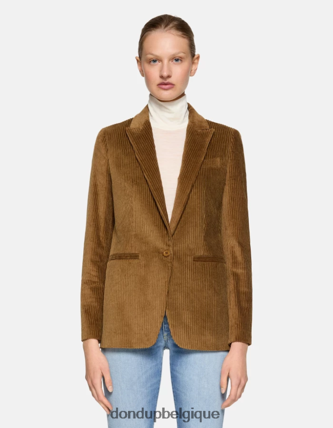 femmes vêtements DONDUP cannelle blazer en velours à simple boutonnage 8826D0377