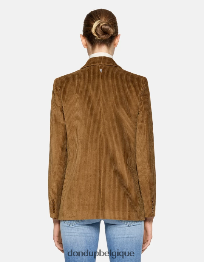 femmes vêtements DONDUP cannelle blazer en velours à simple boutonnage 8826D0377