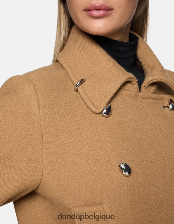 femmes vêtements DONDUP cannelle caban en tissu à double boutonnage 8826D0345