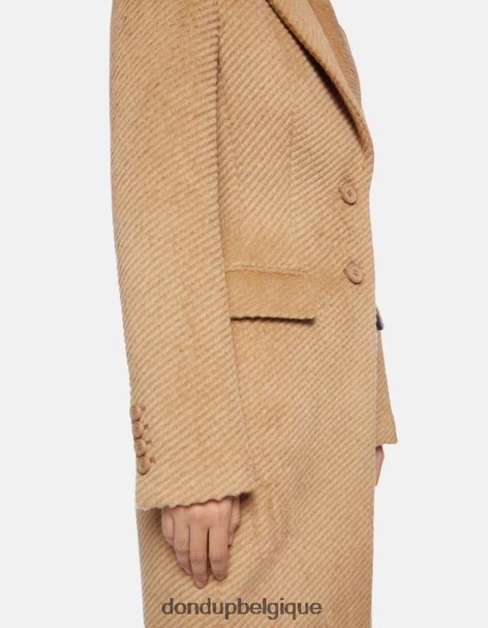 femmes vêtements DONDUP cannelle manteau en tissu à simple boutonnage 8826D0357