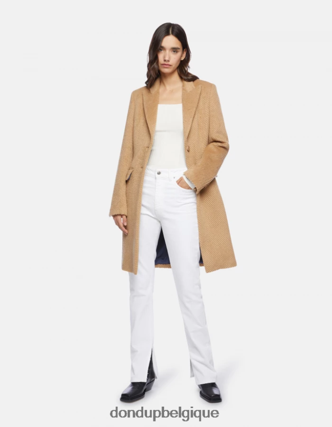 femmes vêtements DONDUP cannelle manteau en tissu à simple boutonnage 8826D0357