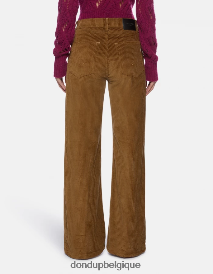 femmes vêtements DONDUP cannelle pantalon large en velours ambre 8826D045