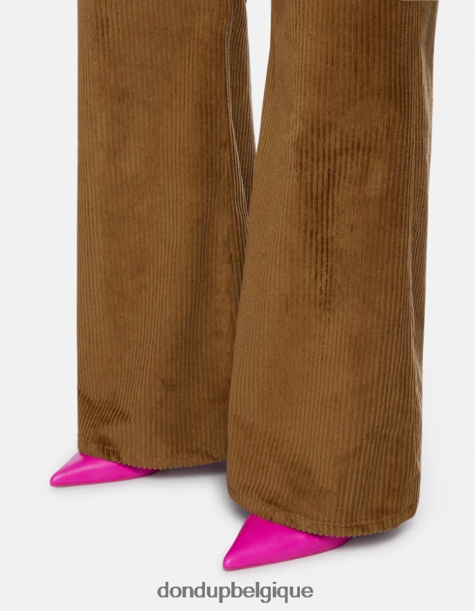 femmes vêtements DONDUP cannelle pantalon large en velours ambre 8826D045