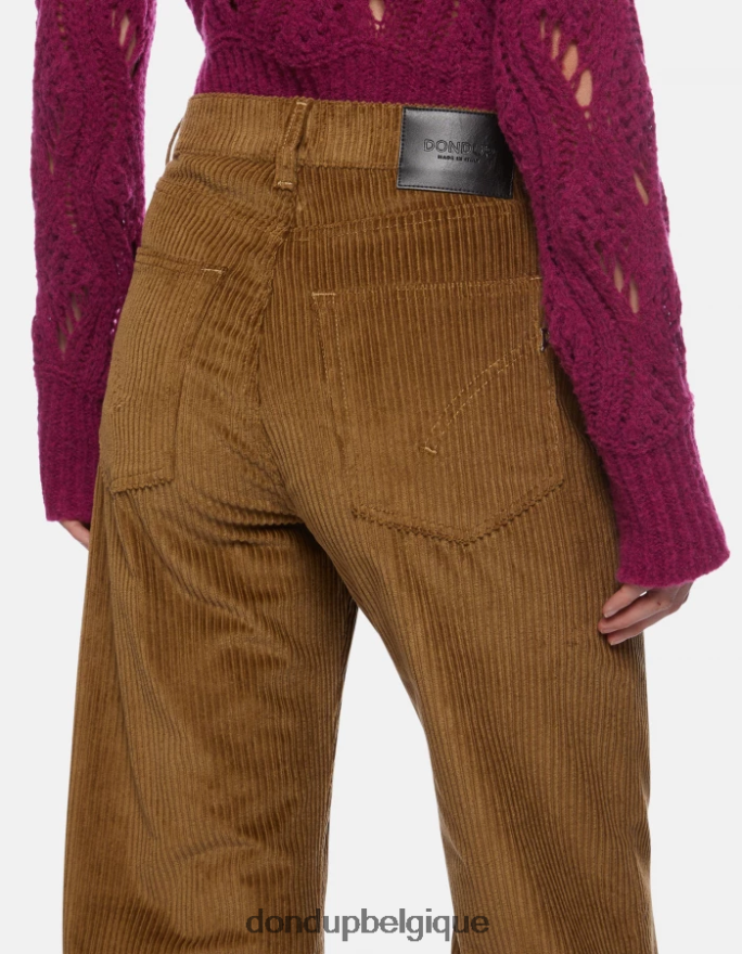 femmes vêtements DONDUP cannelle pantalon large en velours ambre 8826D045