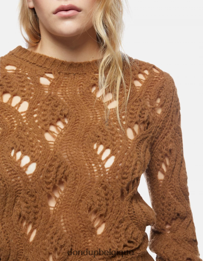 femmes vêtements DONDUP cannelle pull à col rond en laine 8826D0320