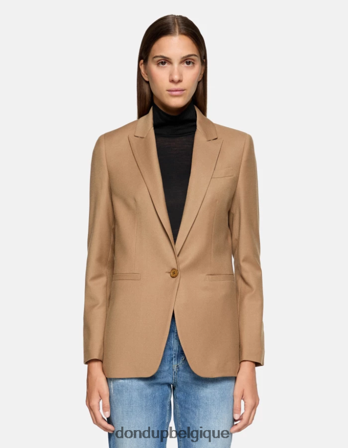 femmes vêtements DONDUP chameau blazer en flanelle à simple boutonnage 8826D0373