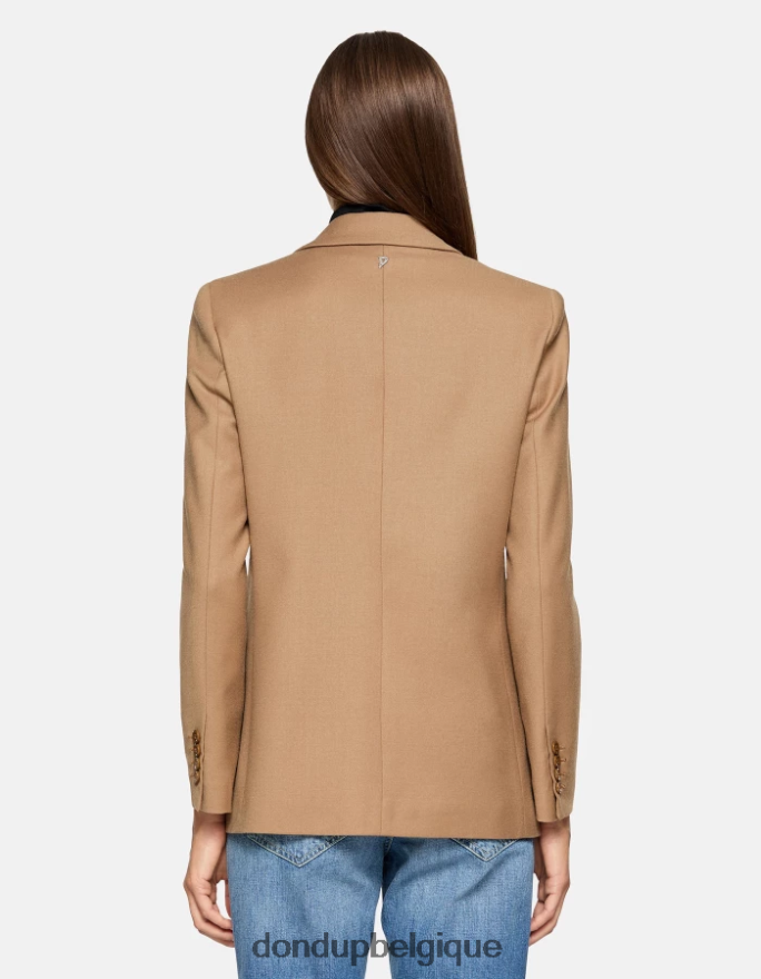 femmes vêtements DONDUP chameau blazer en flanelle à simple boutonnage 8826D0373