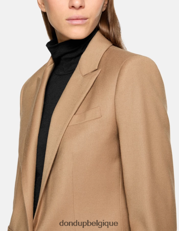 femmes vêtements DONDUP chameau blazer en flanelle à simple boutonnage 8826D0373