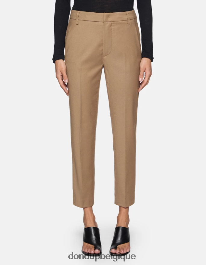 femmes vêtements DONDUP chameau pantalon ample en flanelle nima 8826D0221