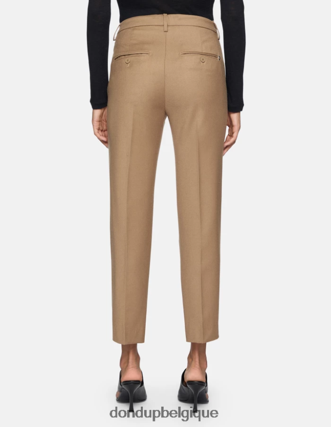 femmes vêtements DONDUP chameau pantalon ample en flanelle nima 8826D0221