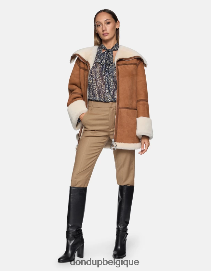 femmes vêtements DONDUP chameau pantalon ample en flanelle nima 8826D0221