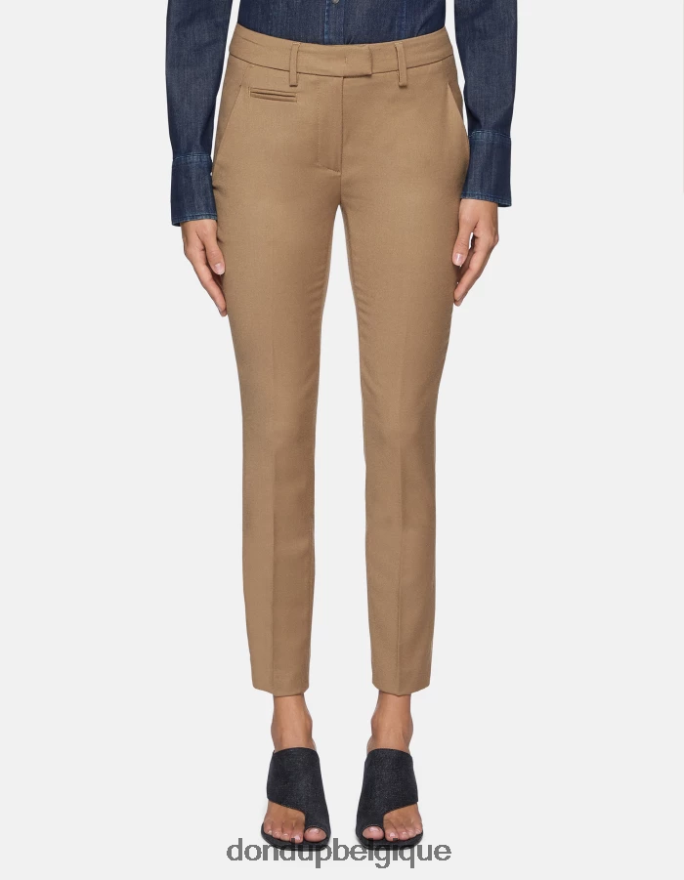 femmes vêtements DONDUP chameau pantalon slim fit en flanelle 8826D0228