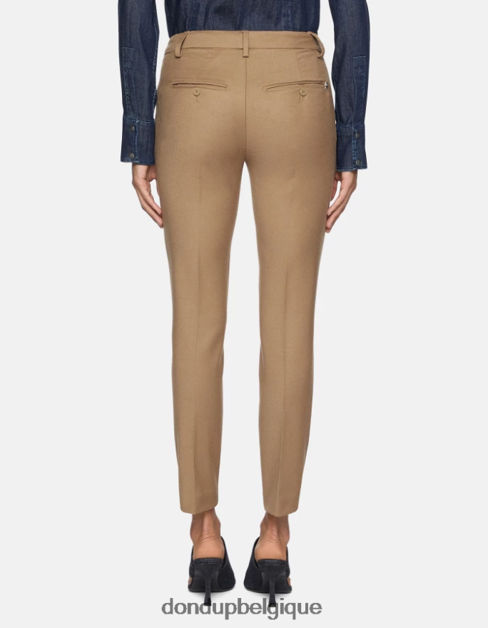femmes vêtements DONDUP chameau pantalon slim fit en flanelle 8826D0228