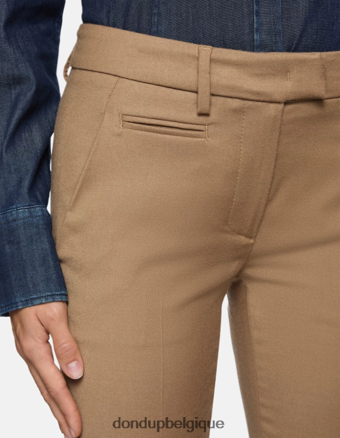 femmes vêtements DONDUP chameau pantalon slim fit en flanelle 8826D0228