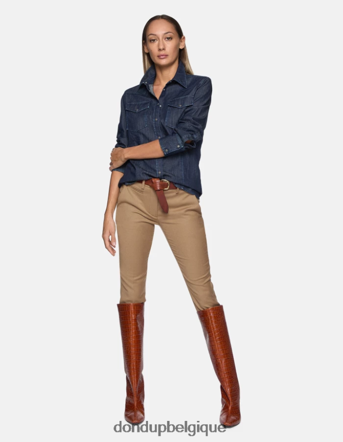femmes vêtements DONDUP chameau pantalon slim fit en flanelle 8826D0228