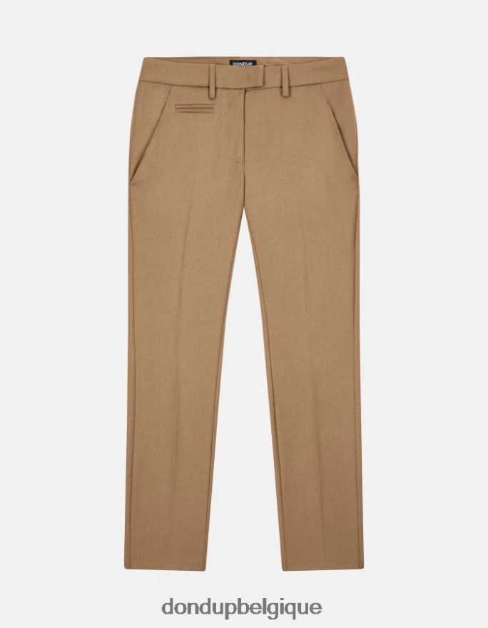 femmes vêtements DONDUP chameau pantalon slim fit en flanelle 8826D0228