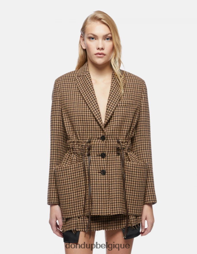 femmes vêtements DONDUP cioccolato blazer en laine mélangée à simple boutonnage 8826D0371