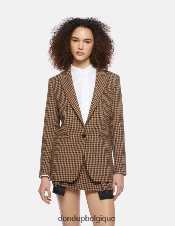 femmes vêtements DONDUP cioccolato blazer en laine mélangée à simple boutonnage 8826D0376