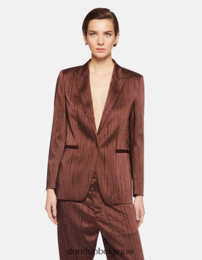 femmes vêtements DONDUP cioccolato blazer en satin à simple boutonnage 8826D0380