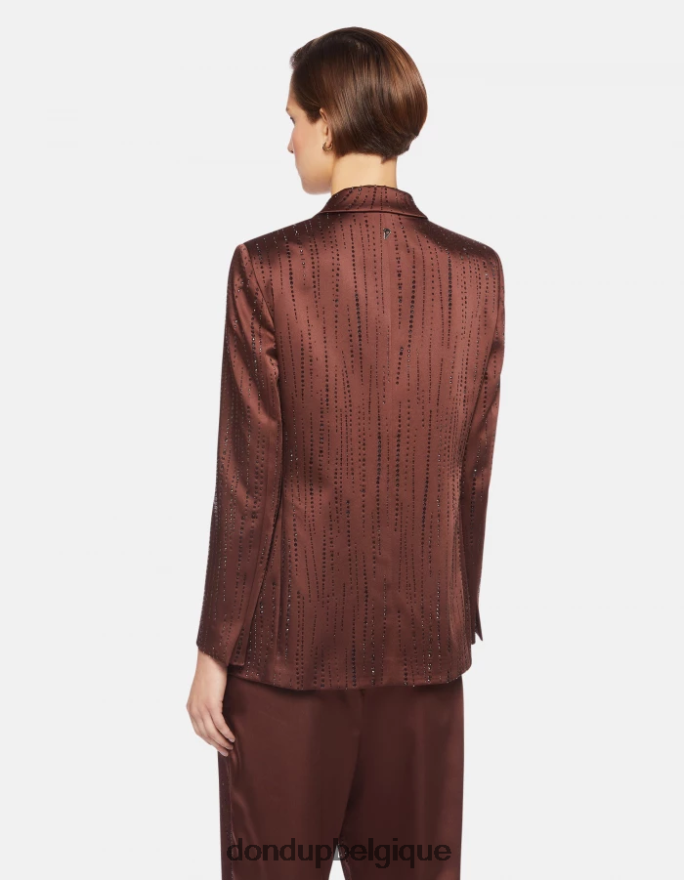 femmes vêtements DONDUP cioccolato blazer en satin à simple boutonnage 8826D0380