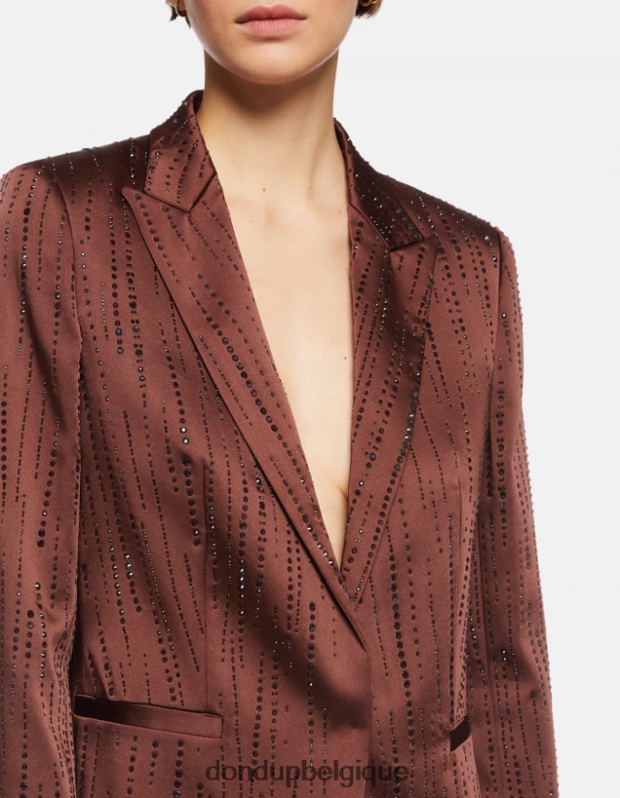 femmes vêtements DONDUP cioccolato blazer en satin à simple boutonnage 8826D0380