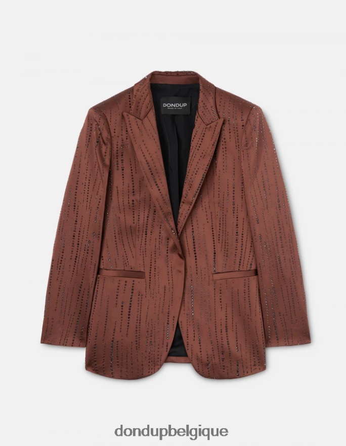 femmes vêtements DONDUP cioccolato blazer en satin à simple boutonnage 8826D0380