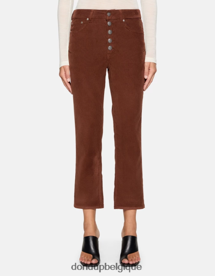 femmes vêtements DONDUP cioccolato koons pantalon ample en velours 8826D073