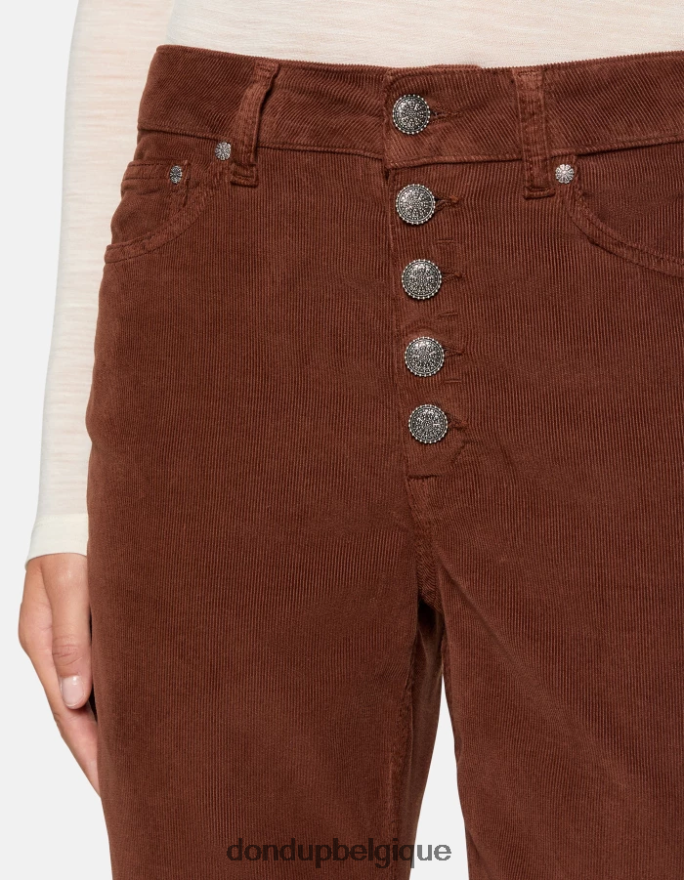 femmes vêtements DONDUP cioccolato koons pantalon ample en velours 8826D073