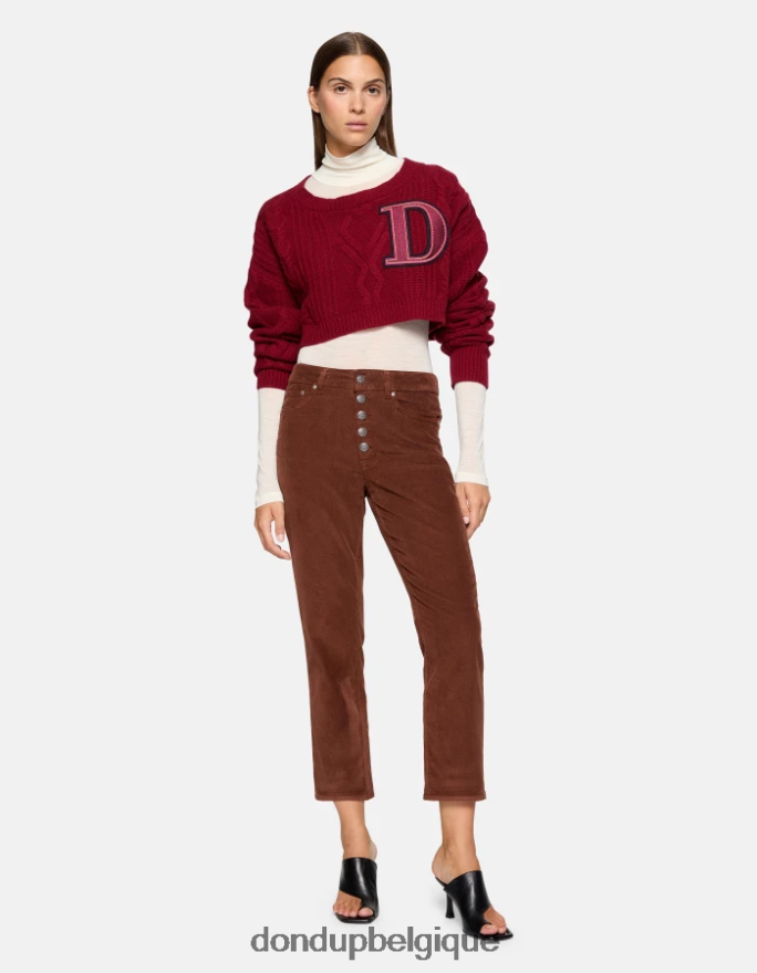 femmes vêtements DONDUP cioccolato koons pantalon ample en velours 8826D073