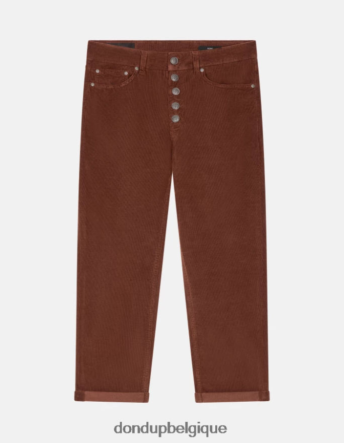 femmes vêtements DONDUP cioccolato koons pantalon ample en velours 8826D073