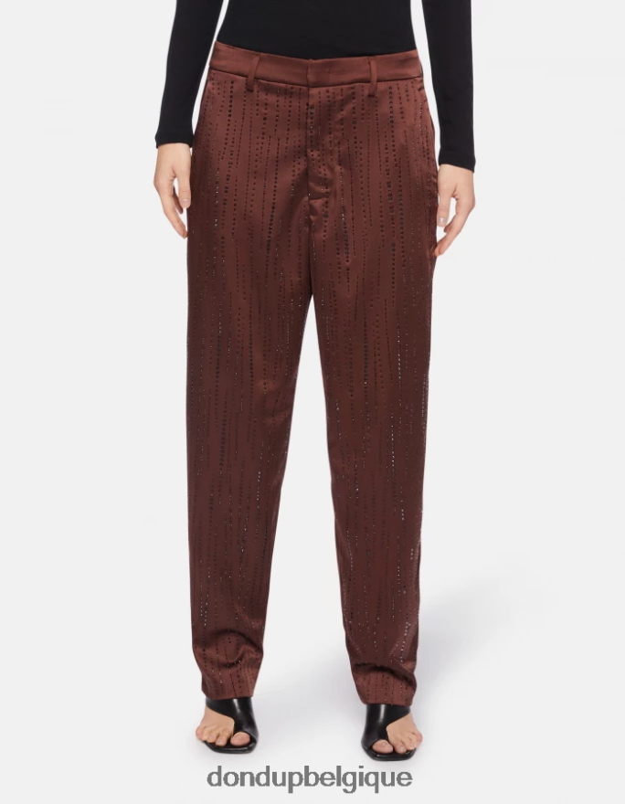 femmes vêtements DONDUP cioccolato pantalon ample en satin micaela 8826D0191