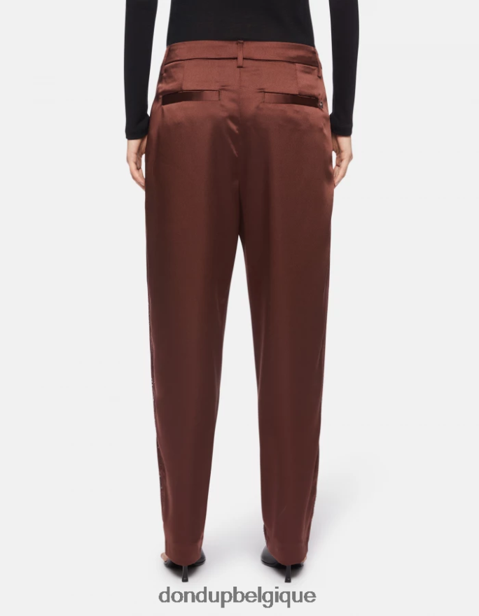 femmes vêtements DONDUP cioccolato pantalon ample en satin micaela 8826D0191